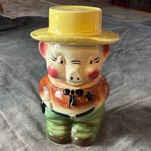 Vintage Robinson Ransbottom Ohio USA Sheriff Pig Cookie Jar. 1950’s